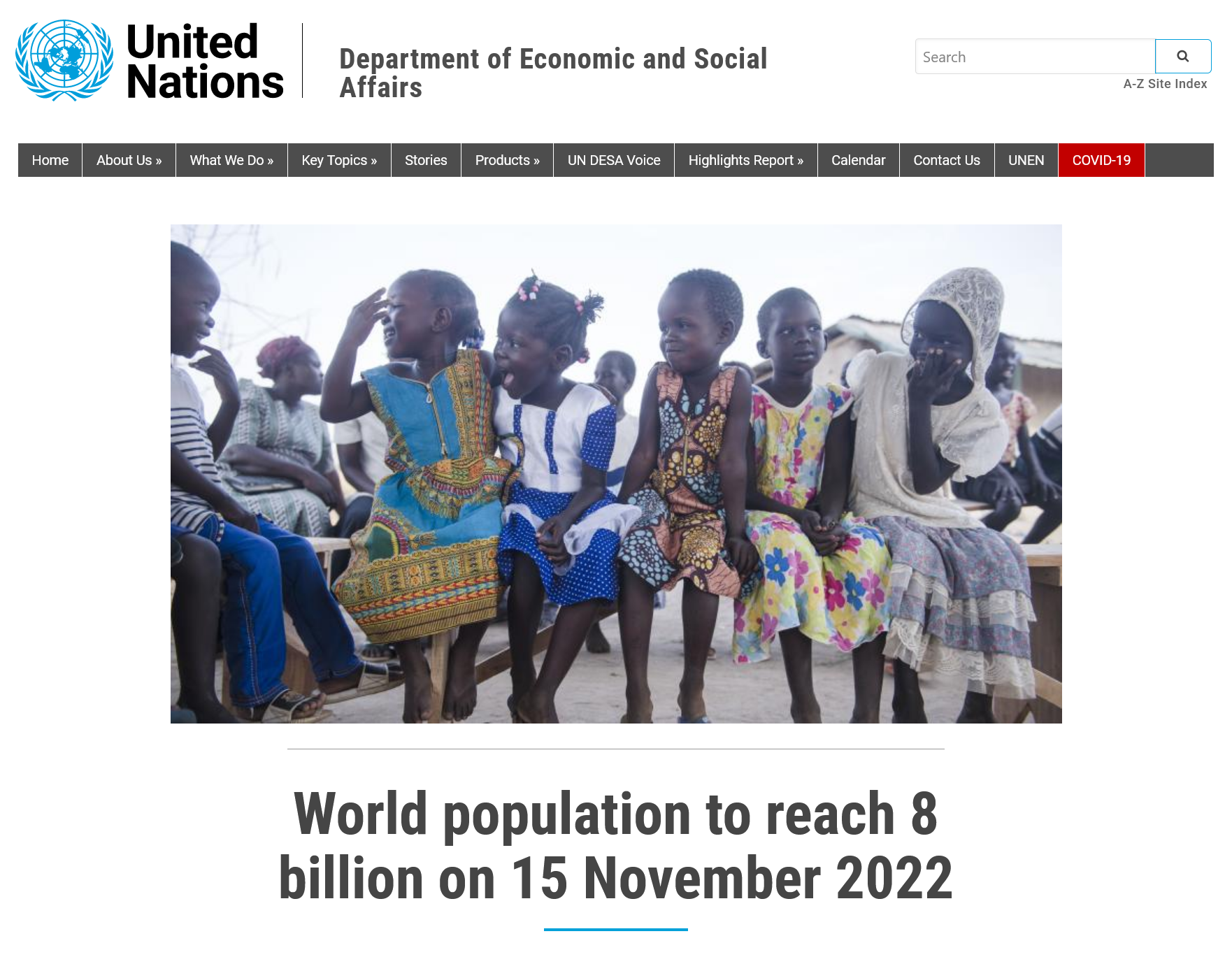 UN World Population 8 Billion, Nov 15 2022